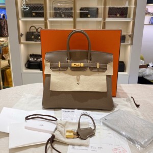 Bolso Hermes Hermes Elephant Grey Gold hebillas birkin25