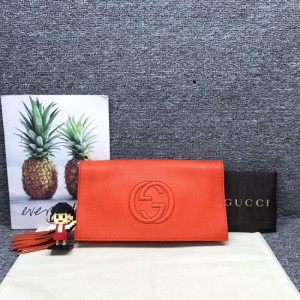 Bolso de la Sra. Gucci  bolso de la mano Gucci bolso de cuero de vaca naranja