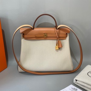 Sra. Hermes bolso de hombro herbag31 bolso madre, glaciar blanco con marrón dorado, grabado en Z