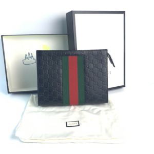 Bolso de Gucci para hombres  bolso de mano, bolso de ba?o con rayas de estampado de piel completa, bolso de mano