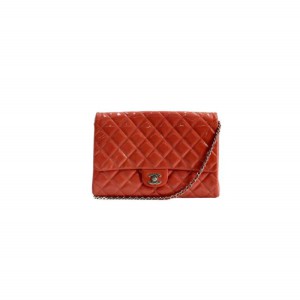 Chanel Classic flap bolso de hombro sandía Roja y plateada 2012