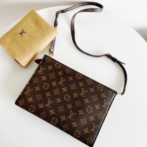 Sra. Louis Vuitton bolso de hombro LV clásico sobre de órgano de piel roja de flores antiguas bolso de hombro