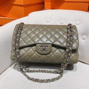 Bolso de hombro de la Sra. Chanel Chanel CF jumbo bolso de cadena con patrón de litchi