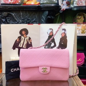 Sra. Chanel bolso de hombro Chanel Sakura en polvo lienzo mediano CF