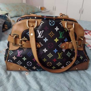 Sra. Louis Vuitton bolso de hombro negro tricolor bolso de axila de mano