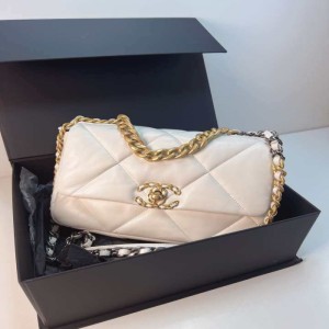 Sra. chanel, bolso de hombro 19bag, trompeta blanca