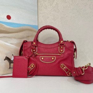  bolso de hombro clásico de la familia balenciaga tama?o peque?o Mei hardware rojo dorado