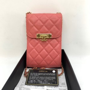 Bolso de hombro de la Sra. Chanel bolso de teléfono móvil de piel de vaca rosa bolso de hombro