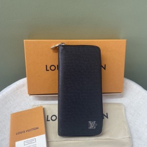 Billetera  bolso  llavero de Louis Vuitton para hombres nueva billetera vertical con cremallera negra LV