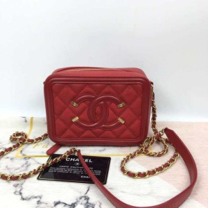 Sra. Chanel bolso de hombro Chanel Chanel piel de litchi caja de cámara roja