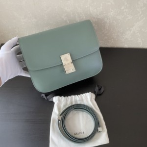  Celine Classic Box bolso de hombro mediano verde