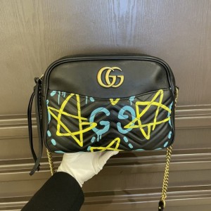 Sra. Gucci pinta piel de vaca doble G bolso de Cámara de hombro único