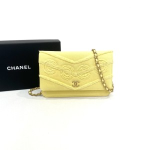 Chanel bolso de hombro 29 abierto limón amarillo Tanino dorado bolso de cadena WoC