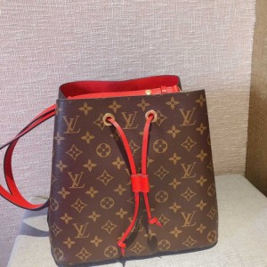 Sra. Louis Vuitton bolso de hombro LV Louis Vuitton Noe cubo rojo bolso de cubo de agua de flores antiguas