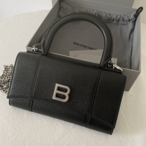 Bolso de hombro de la Sra. balenciaga bolso de reloj de arena de piel de vaca de litchi de la familia balenciaga bolso de reloj de arena WoC