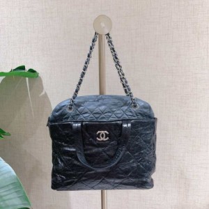 Sra. Chanel bolso de hombro, piel de cera de aceite, bolso tote empalmado a mano