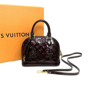 Piel lacada de cereza de bolso de hombro de Louis Vuitton alma bb