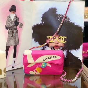 Bolso de hombro de la Sra. Chanel Chanel Mei satén rojo mini CF bolso de cadena