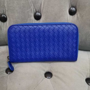 Billetera de la casa de baodie  bolsa de tarjetas  bolsa de llaves baodie casa BV billetera tejida azul brillante zip billetera bolso