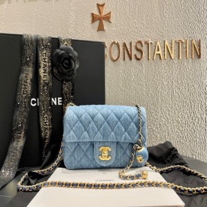 Sra. Chanel bolso de hombro, bola de oro, mini grande