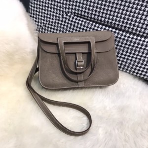  Hermes halzan bolso de hombro 22 gris