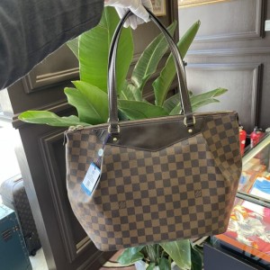 Sra. Louis Vuitton bolso de hombro con tablero de ajedrez en color café