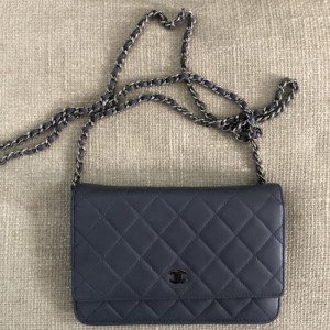 Sra. Chanel bolso de hombro WoC bolso de fortuna azul y gris