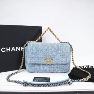 Sra. Chanel bolso de hombro hada rosa azul trompeta 19bag bolso de cadena