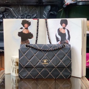 Sra. Chanel bolso de hombro Chanel Chanel costura de plata negra CF