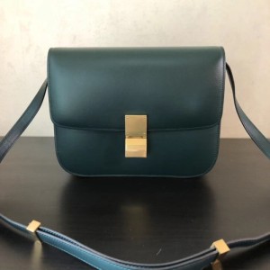  Celine Classic Box bolso de hombro mediano verde