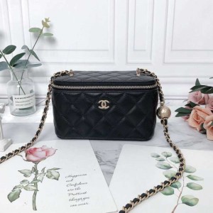 Sra. Chanel bolso de hombro, bolso de cadena de oro negro