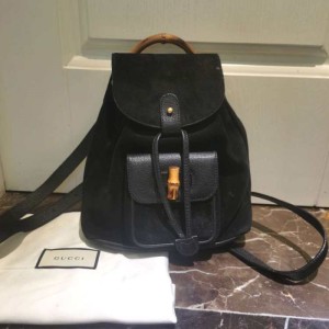 Bolso de hombro de la Sra. Gucci Gucci vintage bolso de hombro de bambú negro de piel completa