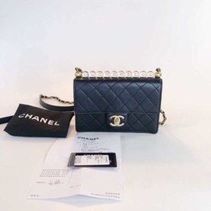 Sra. Chanel bolso de hombro con letras logotipo bolso de perlas transparentes