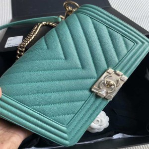 Sra. Chanel bolso de hombro piel de litchi verde Twist