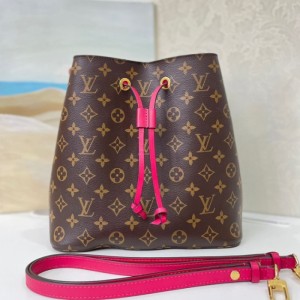 Sra. Louis Vuitton bolso de hombro, bolso de cubo rojo de rosa vieja