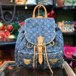 Bolso de hombro Louis Vuitton LV Blue Daning vaquero de oro bolso de hombro