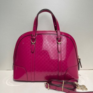 Sra. gucci, bolso de hombro, laca roja, doble g, bolso de Concha mediano en relieve