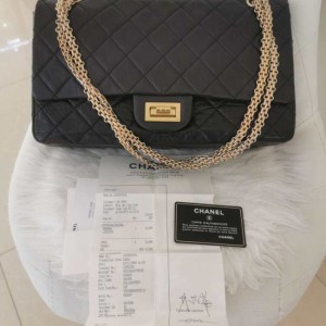 Sra. chanel, bolso de hombro, oro negro grande 2.55