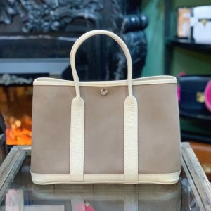 Bolso de dama Hermes Hermes lona pincelada Garden party30