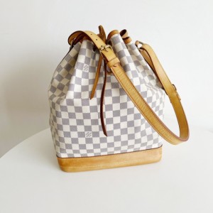 Sra. Louis Vuitton bolso de hombro LV tablero de ajedrez blanco Noe bolso de cubo grande