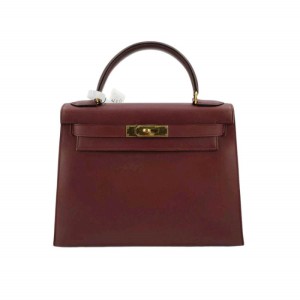 Bolso Hermes Kelly círculo F 28 (28 * 10 * 22) rojo oscuro 1976