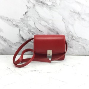  Celine Classic Box bolso de hombro rojo peque?o