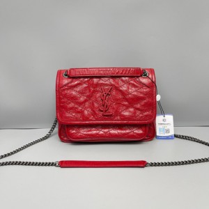 Yves Saint Laurent bolso de hombro Niki peque?o bolso de cartero rojo de piel completa