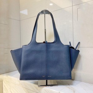  Celine Tri Fold bolso de hombro azul mediano