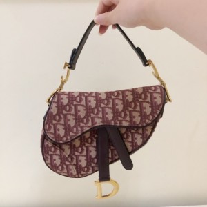  Dior Saddle bolso de hombro mini vino rojo