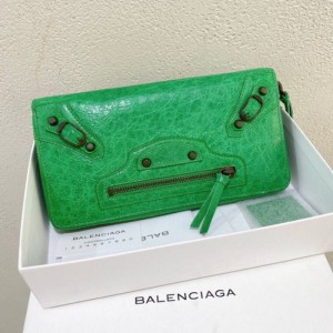 Billetera de balenciaga  bolso de tarjeta  bolso de llaves balenciaga billetera con cremallera larga de bambú verde 19 * 10