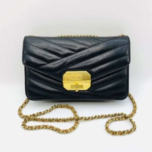 Sra. chanel, bolso de hombro, piel de vaca de oro negro