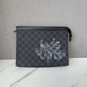 Bolso de hombre de Louis Vuitton  bolso de mano LV Louis Vuitton tablero de ajedrez bolso de exhibición de letras negras