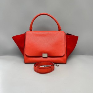 Bolso sailin trapeze bolso naranja, piel de vaca roja, litchi, bolso de columpios