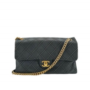 Chanel Classic flap bolso de hombro azul oro medianoche 2014